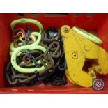 A crate of metal chains and O-rings