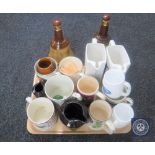 A tray of Brewery items including Wade Kent pub advertising jugs together with Wade mugs and