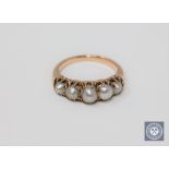 A Victorian five-pearl ring,