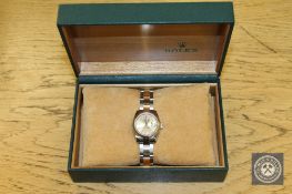A Rolex Lady's Bi-Metal (18ct gold & stainless steel) Oyster Perpetual Datejust wristwatch,