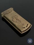 A Victorian gilt-brass 'The Quadruple Golden Casket' needle case by W.