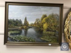 A continental oil on canvas, Botanical garden, signed Handen,