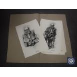 Donald James White : Portrait at Grass Market, charcoal, signed, '81, 59 cm x 42 cm,