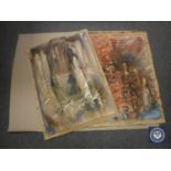 Donald James White : Tombstone, watercolour, 78 cm x 54 cm, together with four similar,