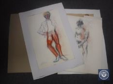 Donald James White : Petesy Byrne, colour chalks, signed, dated 1986, 82 cm x 51 cm,