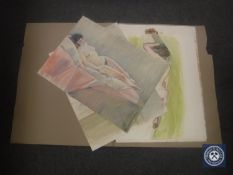 Donald James White : Jane, colour chalks, signed, dated Feb '83, 56 cm x 77 cm,
