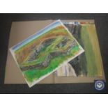 Donald James White : Enclosure, Lewis, colour chalks, signed with initials, dated 10/8/90,