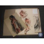 Donald James White : Nude Study, colour chalks, signed with initials, dated '00, 63 cm x 51 cm,