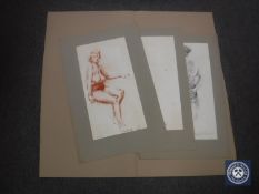 Donald James White : Seated Nude Study, colour chalks, signed, dated 2 Dec '65, 51 cm x 28 cm,