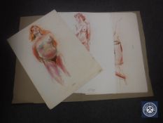 Donald James White : Female Nude Study, colour chalks, signed, dated '86, 84 cm x 59 cm,