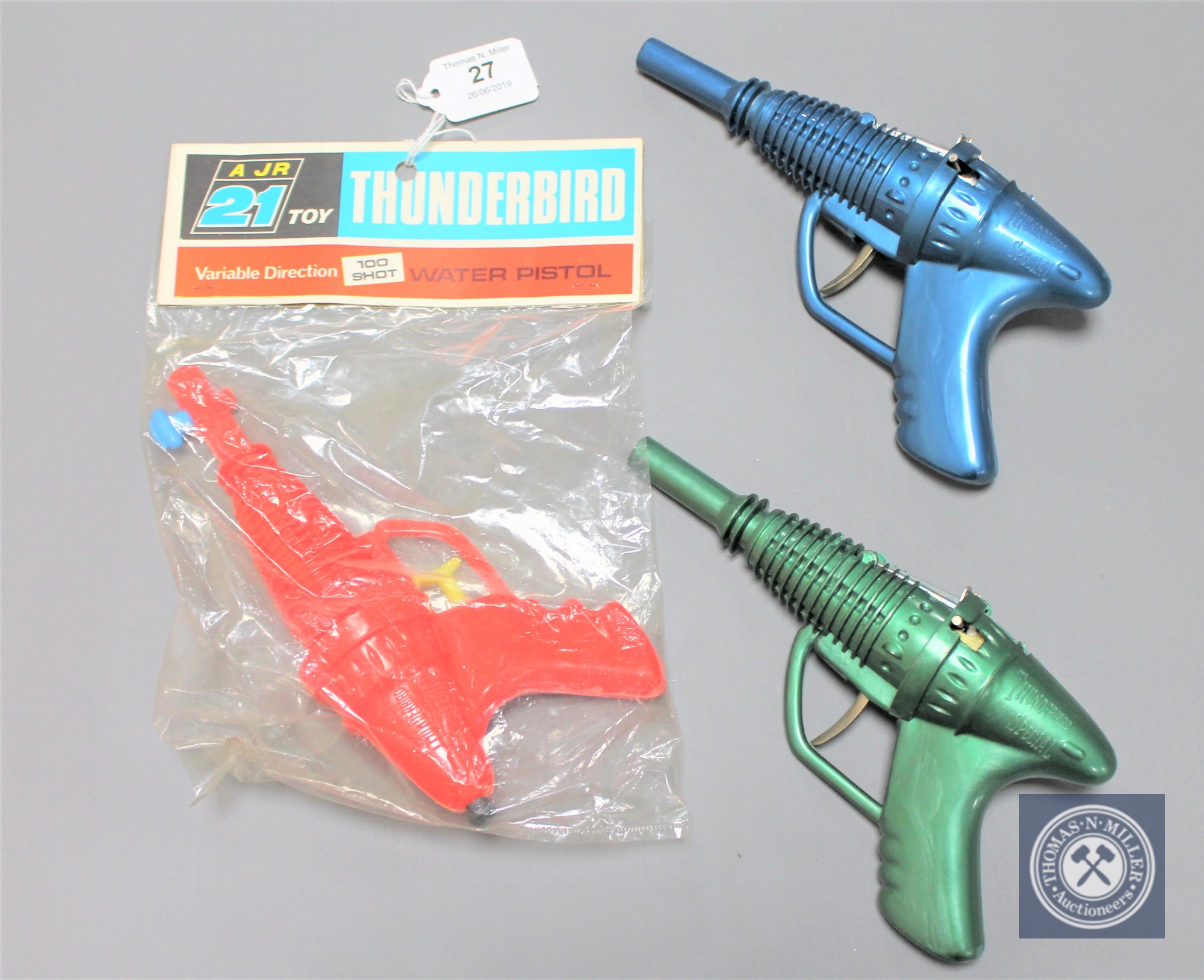 A J Rosenthal (Toys) Ltd Thunderbird 100 shot variable direction water pistol, factory sealed,