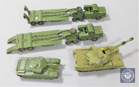 Two Dinky Might Antar Tank Transporters 660 with Chieftain 683 and Centurion 651 tanks.