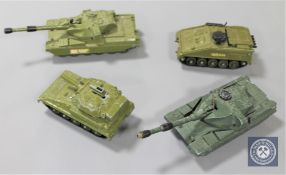 Ten Dinky play-worn models; Five Cheiftain Tanks 863, Four Striker 691 and one Scorpion 690.