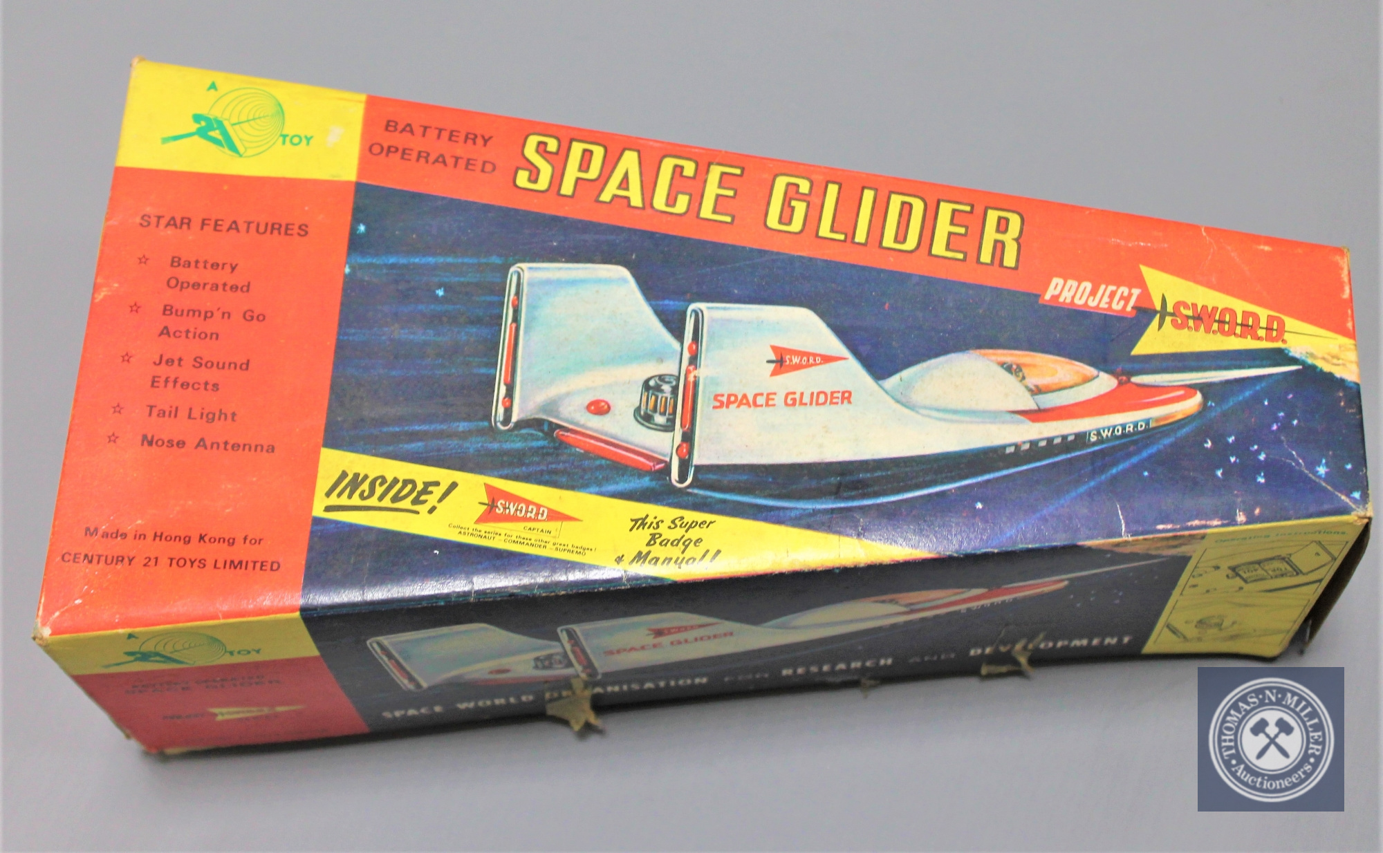 A Century 21 Limited battery operated Space Glider Project S.W.O.R.D. boxed.