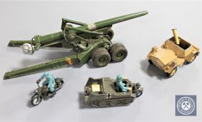 Four Britains military models including large American 155mm Gun.