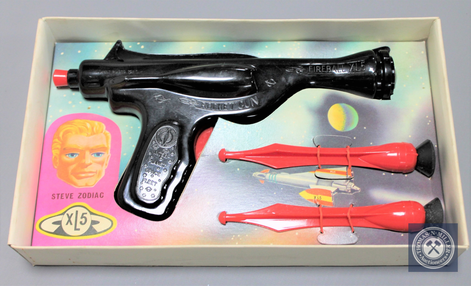 A J & L Randall ltd 'Merit' Fireball XL5 Rocket Gun, boxed. - Image 2 of 2