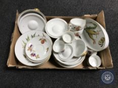 A box of thirty-one pieces of Royal Worcester Evesham dinner ware,