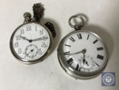 A silver open face key-wound presentation pocket watch, the inner cover inscribed 'Presented to R.