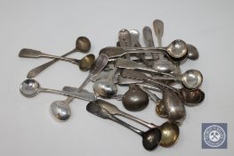 A collection of twenty-four Georgian and later silver salt and mustard spoons