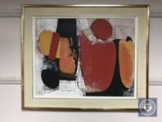 Continental school, an abstract watercolour on panel,