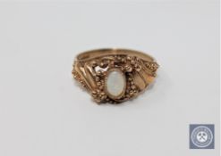 A 9ct gold opal set ring,