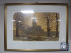 A gilt framed signed limited edition lithographic print of Chichester Cathedral by Robert Tavener,