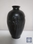 A Japanese bronze bulbous vase,