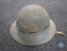 A WWII British tin helmet
