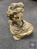 A granite bust of a Roman