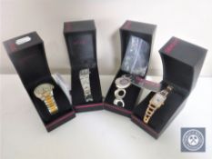 Three boxed lady's Seksy wristwatches and a Sekonda wristwatch