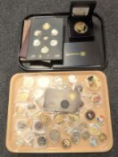A large collection of coins to include - gold plated King George V Coin of War Force,