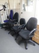 Four assorted swivel office chairs