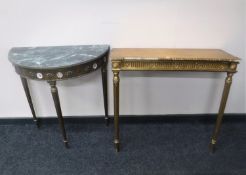 Two gilt hall tables