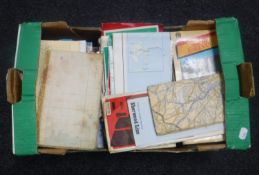 A box of 20th century Ordnance Survey maps and A-Z maps