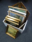 A box of continental school pictures and prints