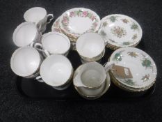A tray of part Colclough and Royal Standard tea sets