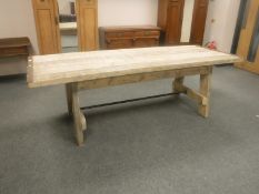 An industrial style plank top dining table,