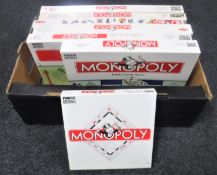 A box of seven Monopoly foreign editions - France, Russia, Japan,
