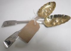 A pair of George III silver berry spoons, John Meek,