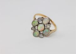 An antique opal and diamond ring,