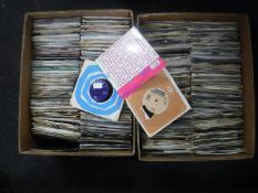 Two boxes of vinyl 45 singles - The Who, Rolling Stones,