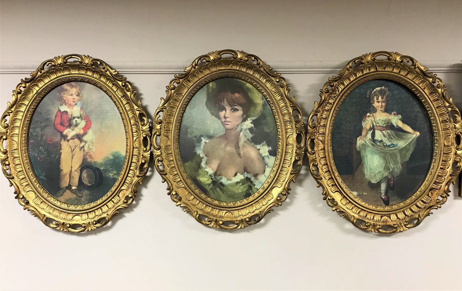 Three 1970's prints in ornate gilt frames
