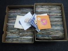 Two boxes of vinyl 45 singles - Led Zeppelin, David Bowie,