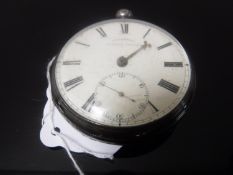 An antique silver key-wind pocket watch by John Wainright numbered 19715