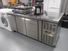 A stainless steel Parry triple door refrigerated counter