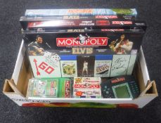 A box of four Monopoly games - Elvis X2, Bat Man & Robin,