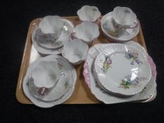 A tray of nineteen piece Shelley Wild Flowers tea service