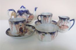 A 19th century seven-piece Oriental tea for two
