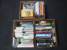 Three boxes of books relating to trains and railways