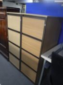 Two wood effect four drawer filing cabinets